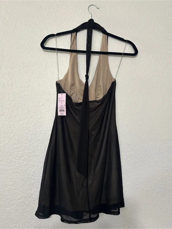 wild fable Black Sheer Halter Backless Mini Dress - Image 5