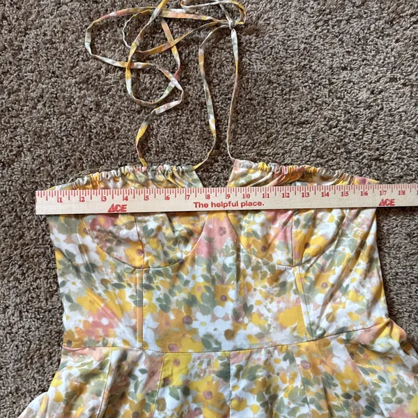 En Saison Kasey Yellow Floral Halter Maxi Dress Large Boho Beach Cowgirl - Image 8