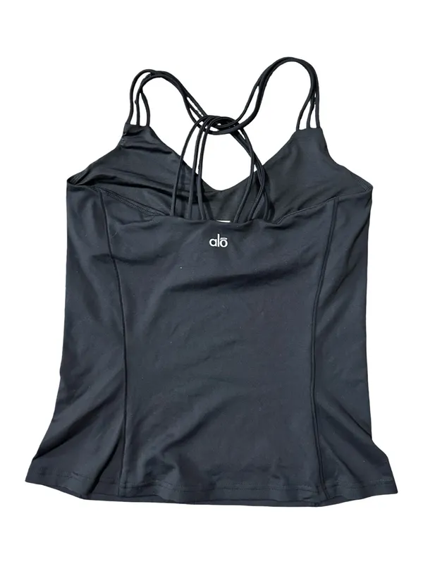 ALO Yoga Women’s Size M Black Criss Cross Strapped V-Neck Activewear Tank Top - Image 2