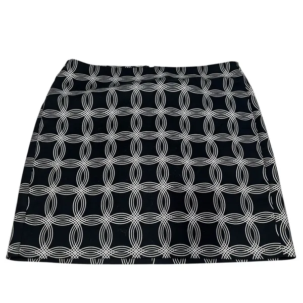 Banana‎ Republic Factory Black White Print Miniskirt 10 Circles Cotton Blend - Image 2