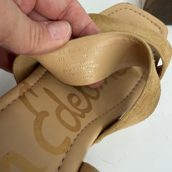 Sam Edelman‎ Rosalind Tan Suede Wooden Platform Sandals Size 8M Studded Clogs - Image 8