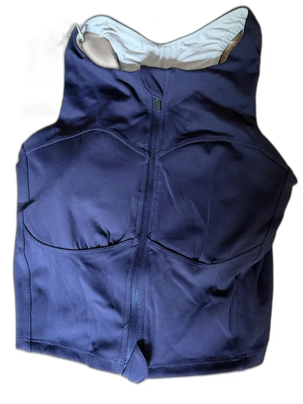 Halara NWT Navy Zip Front Longline Sports Bra Athletic Crop Top S Tenniscore - Image 2
