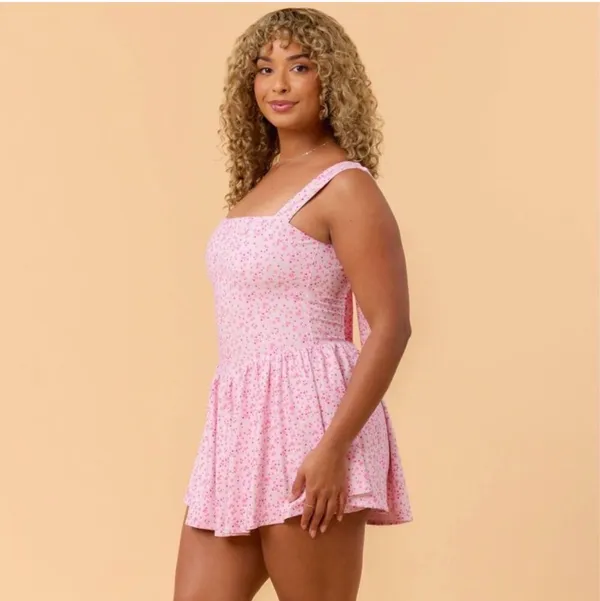 NWT! Blogilates Women’s Mommy & Me Princess Bow Back Dress Pink Floral Size XL - Image 3