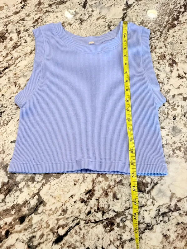 Unbranded Periwinkle Blue Ribbed Stretch Sleeveless Crop Tank Top - Image 4