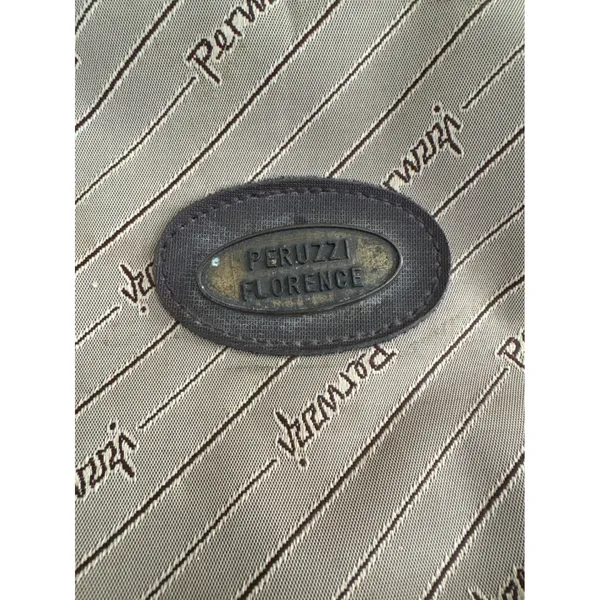 Vintage Peruzzi Florence Italian Canvas Monogram Leather Trim Duffle Bag‎ - Image 3