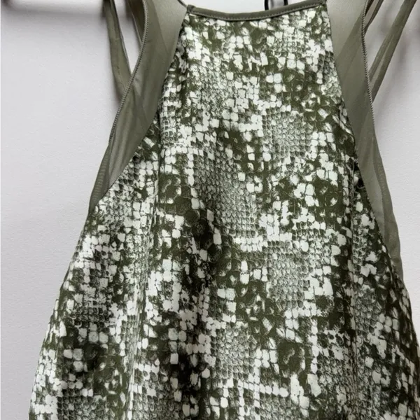 Free People Nights Out Bodysuit. Snakeskin print in moss green. Size XS - Image 6