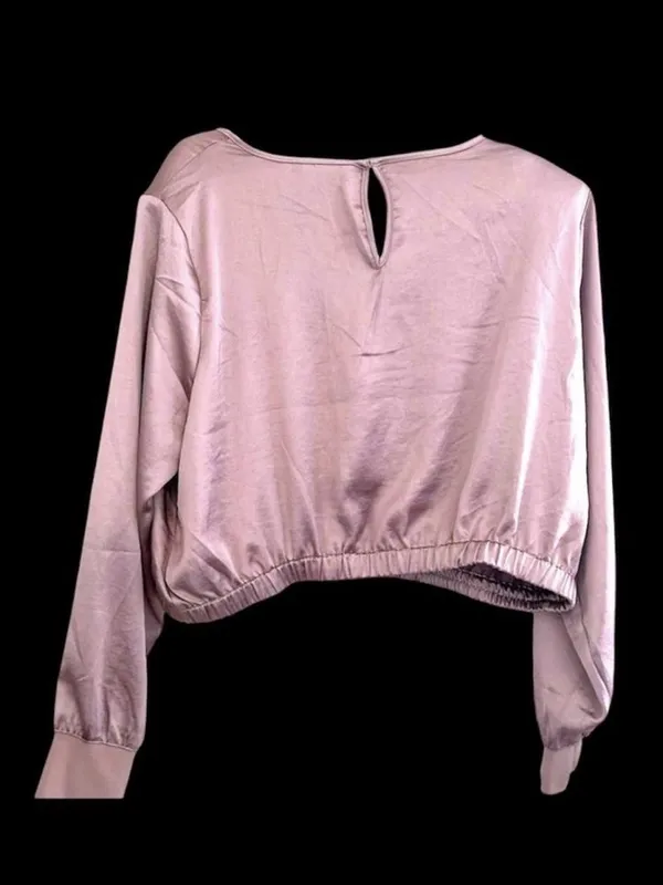 EXPRESS SILKY MAUVE LONG SLEEVE BLOUSE SMALL - Image 3