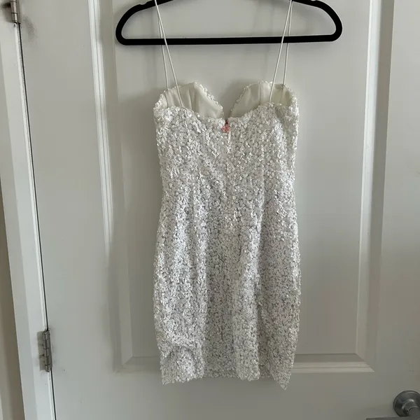 Nookie Confetti Sequin Mini White Bodycon Dress - Image 9