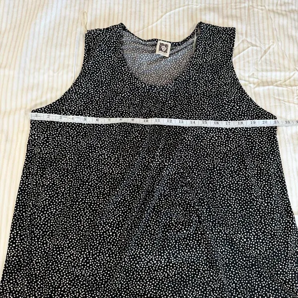 business casual preppy Anne Klein black & white polka dot tank top blouse shirt - Image 6