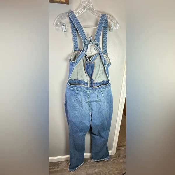 Free People Women's CRVY 2nd Ave One‎ Piece Denim Jumpsuit Size 14 - Image 3