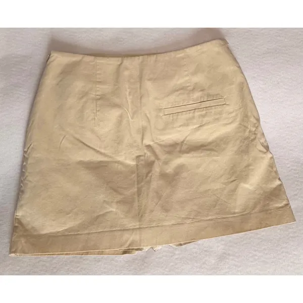 Zara Wrap Cargo Skort Womens XS Beige Sand 100% Cotton Utility Mini Skirt Shorts - Image 4