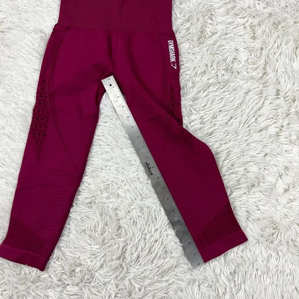 Gymshark Energy‎ Seamless Crop Leggings Maroon Red High Waisted Size XS - Image 3