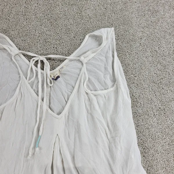 Roxy Flowy Top Womens S White Sleeveless Laced Ties Summer Beachy Babydoll - Image 11