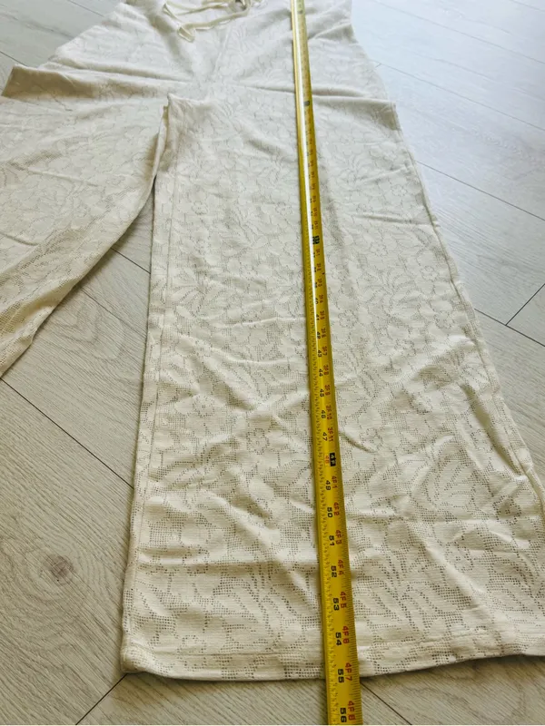 ASOS Womans Size 4 See Through,beach summer, jumpsuit wide leg in cream color - Image 8