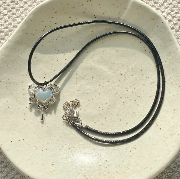Handmade grunge street fairy y2k style heart necklace🌿✨ - Image 5
