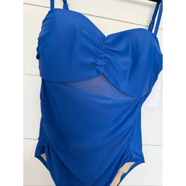 Swimsuits for All Women’s 16 Royal Blue Mesh One Piece Swim New - Image 2