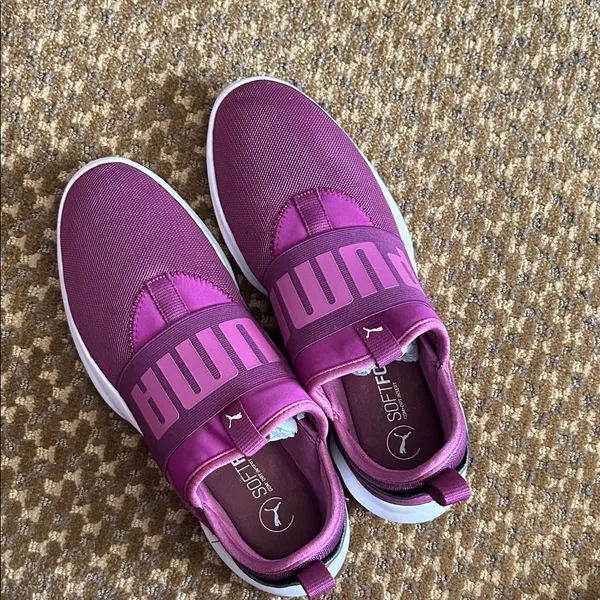 Puma Women's Slip-On Athletic Sneakers in Magenta with White Sole - Image 4
