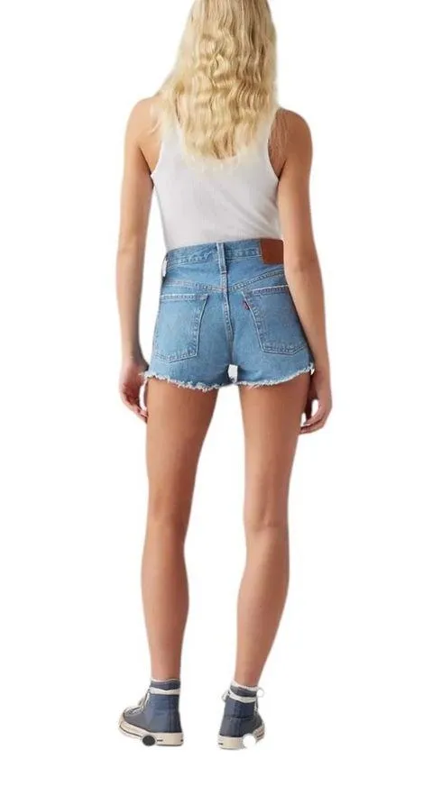 Levi’s 501 High Rise Denim Shorts Sz 24 Light Wash Cotton Distressed Button Fly - Image 4