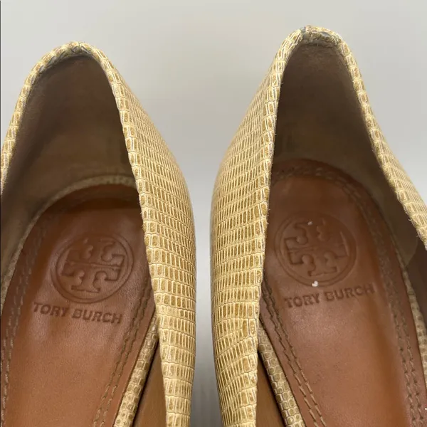 Tory Burch Sexy Tan Peep-Toe Wedge Heel Shoes **Size 8.5** 🔥🔥 - Image 9