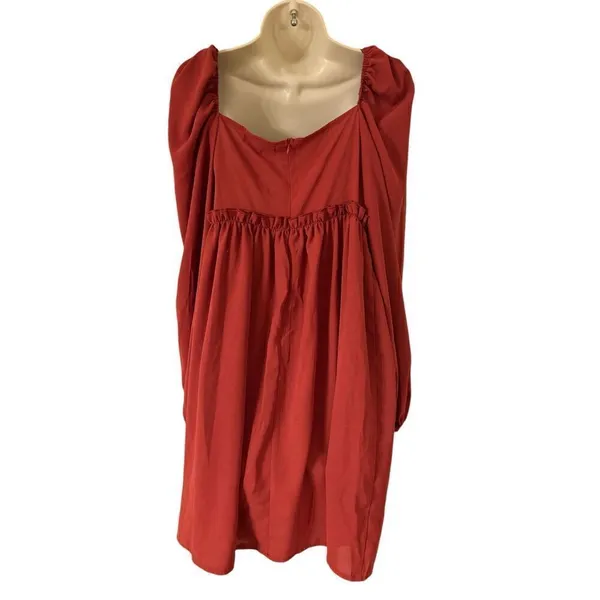 Missguided Women's Puff Sleeve Wrap Over Skater Dress Burgundy Size US:4 NWT - Image 5
