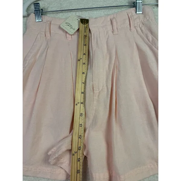 FREE PEOPLE Calla Linen High Waist‎ Bermuda Shorts Sz 2 Pink NEW Coastal Grandma - Image 5