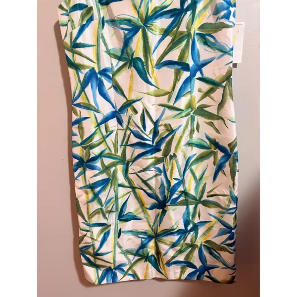 Liz Claiborne Silk Sheath Dress Womens 8 White Blue Green New Tropical Mini Tie - Image 9