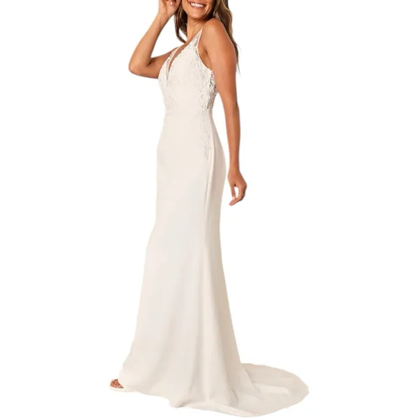 NWT Lulus Precious Promise White Satin Embroidered Lace Mermaid Maxi Dress Sz XS - Image 3