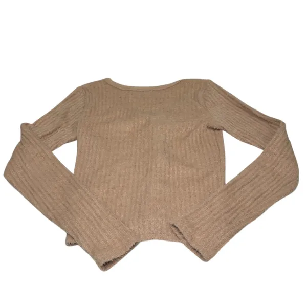 Hollister Camel Brown Fuzzy Soft Cardigan Sweater Small Cozy‎ Soft - Image 4