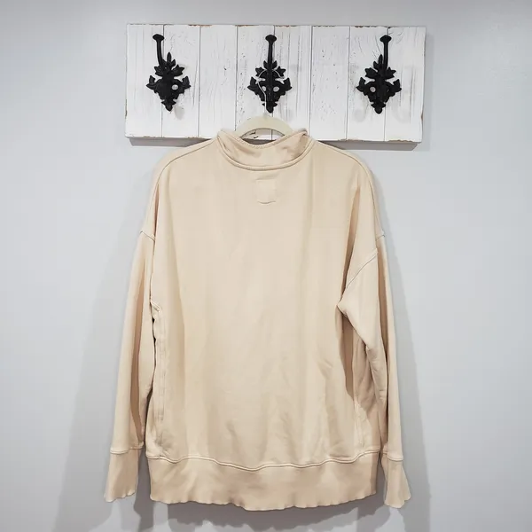 Aerie Sweatshirt Womens M Cream Oversized Henley Button Pullover Cozy Casual - Image 2