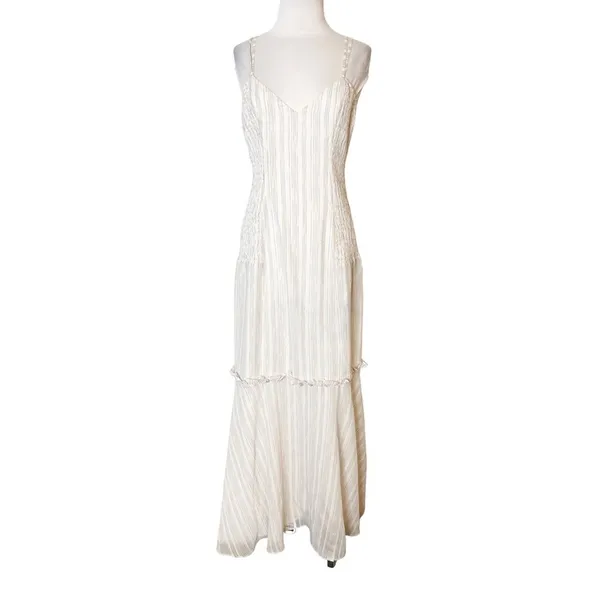 Tularosa Zana Dress in Ivory‎ smocked side maxi dress multicolor stripe - Image 8