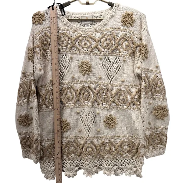 Express Vintage Fair Isle Sweater Cream Medium‎ - Image 9