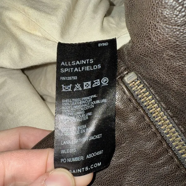 AllSaints Brown Leather‎ Lana Moto Biker Jacket Size 12 - Image 9