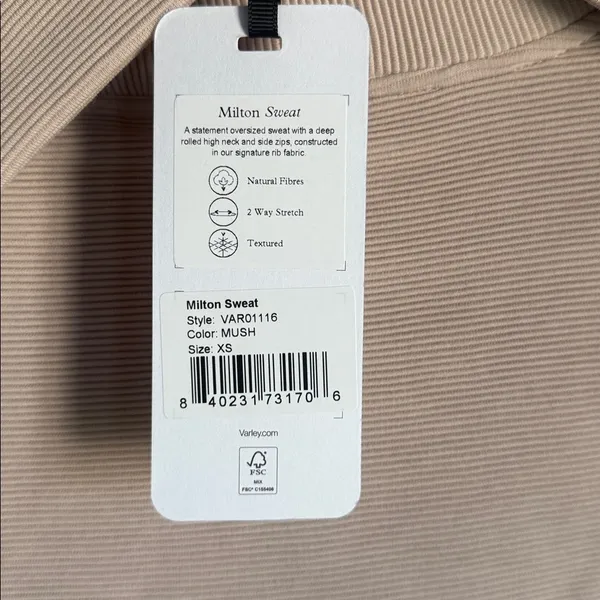 NEW Varley Milton Sweater in Mushroom XS - Image 5