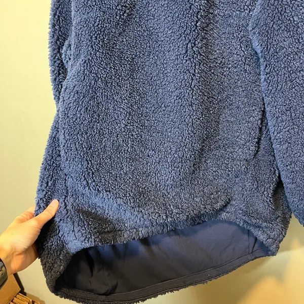 Lululemon Warmth Restore Sherpa Pullover Navy Blue Funnel Neck Fleece Size 10 - Image 4