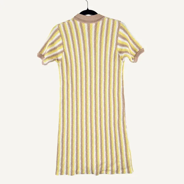 Rue Stiic Womens Dress Yellow Mini Sweater V Neck Striped Short Sleeve Size XS - Image 2