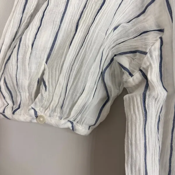 J.CREW Puff Sleeve Top Sheer Gauze Nautical Stripe Small NWT Coastal Prep Vacay - Image 10
