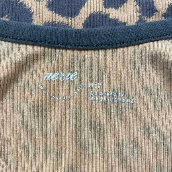 Aerie Leopard Print Ribbed Tank Top Size Medium Y2K Animal Print Fitted - Image 3