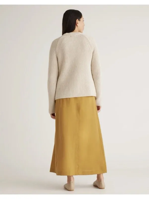 Quince Organic Cotton Fisherman Crew Neck Sweater Speckled Beige Size L - Image 5