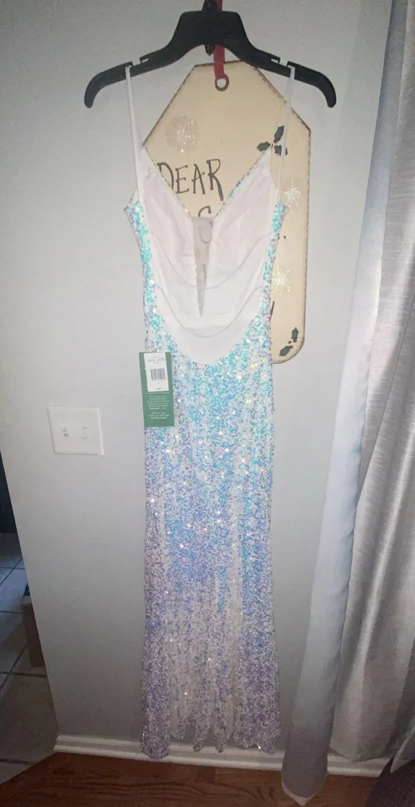 White Iridescent Prom Dress - Image 3
