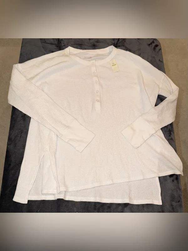Aerie Offline Wow! Waffle Henley T-Shirt in White Size XS New with tags - Image 12