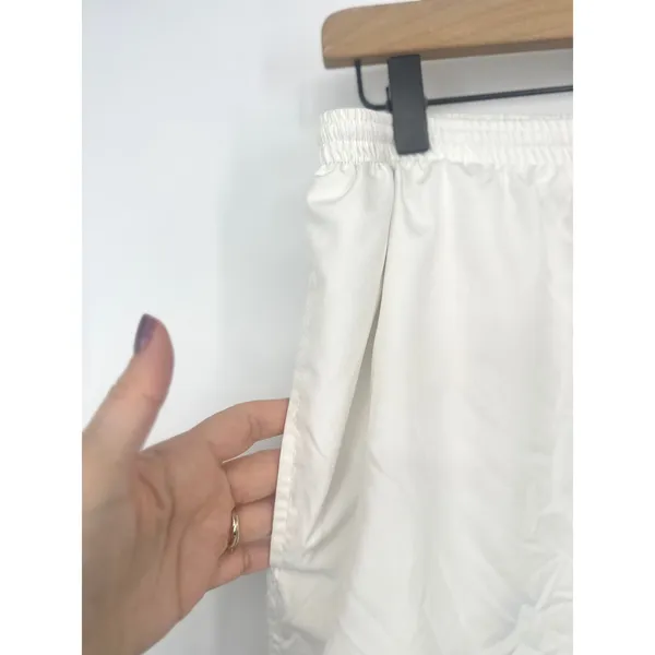 Vintage Nike Track Pants Women Medium White 90s Windbreaker Joggers Swoosh Logo - Image 3