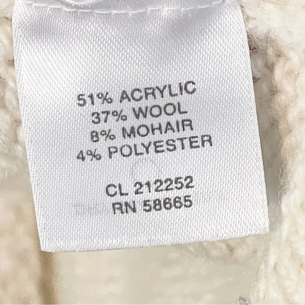 Classiques Entier Size Small Cream Mohair Wool Cable Knit Short Sleeve Button‎ - Image 4