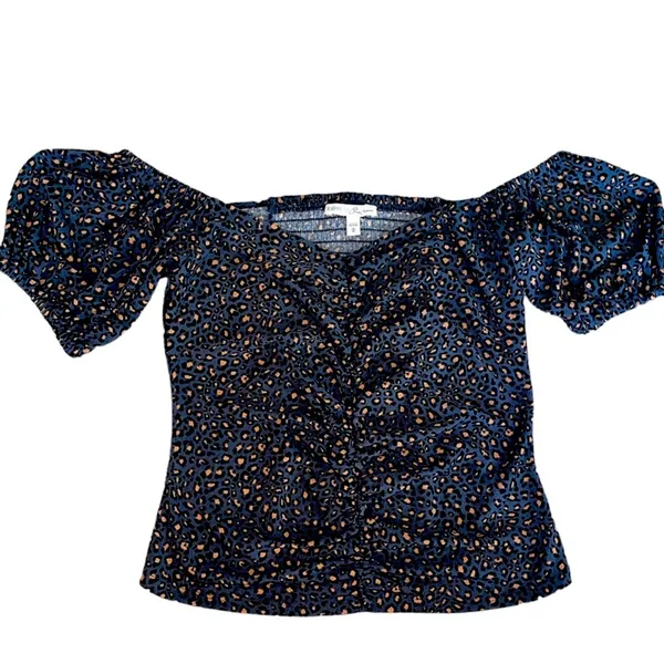 Express Leopard Print Ruched Babydoll Top Size Medium - Image 2