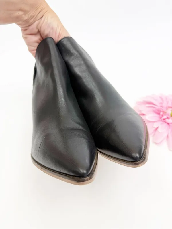 Free People Shiloh Heeled Ankle Boots Booties Black Leather - Image 5
