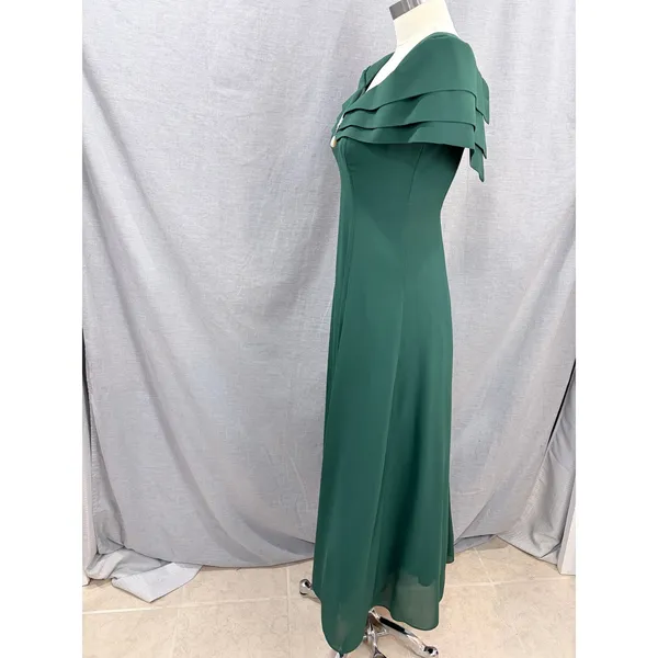 Vintage ON‎ ON Fashions Hunter Green Formal Dress 80s Gown Brooch Size 3/4 - Image 8