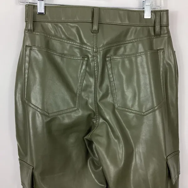 Abercrombie & Fitch The 90's Relaxed High Rise Cargo Vegan Leather Pants Size 6 - Image 6