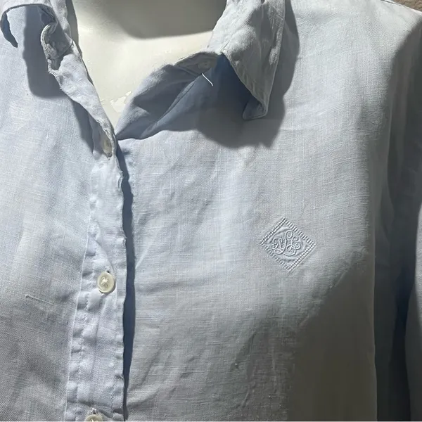 Lauren Ralph Lauren light blue linen short sleeve blouse - Image 8