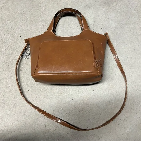 Rosetti Light Brown Camel Vinyl Handbag with Strap & Wallet - Image 4