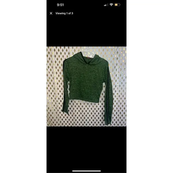 Neon Green hoodie cropped athletic athleisure wear tracksuit set size M - Image 2