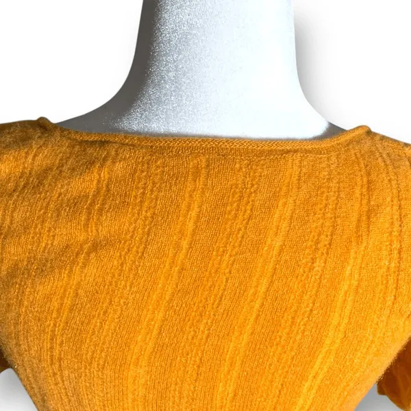 Free People Ava Cashmere Cropped Scoop Neck Sweater Short Sleeve‎ Goldenrod XS - Image 5